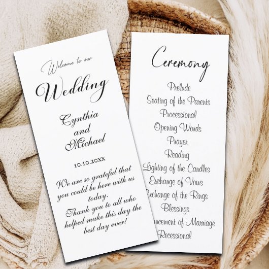 Kaart van het Modern Script Wedding Ceremony Progr