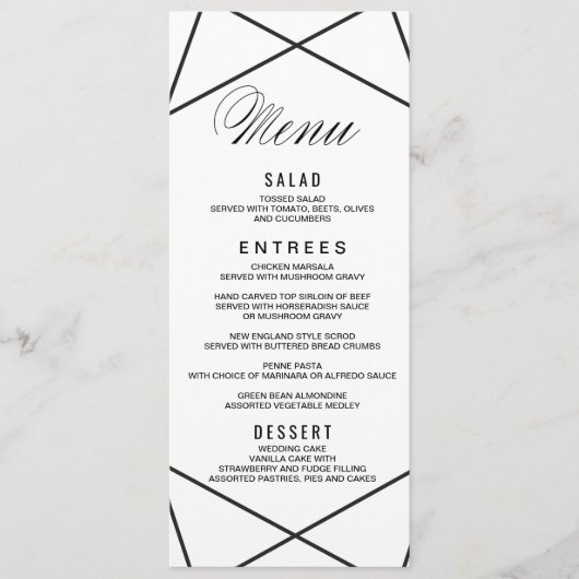 Kaart van het moderne geometrische menu (Voorkant)