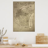 Kaart van het Mythisch Land Wisconsin Poster (Keuken)
