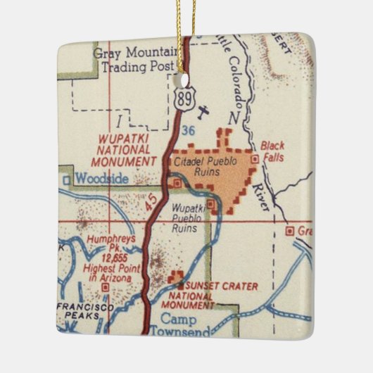 kaart van het Nationaal Monument van Wupatki Keramisch Ornament (Links)