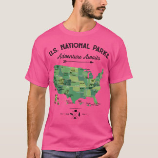 Kaart van het Nationaal Park  T Shirt - Alle 63 Na