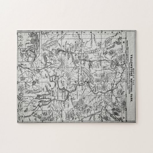 kaart van het nationaal park Yellowstone geblacke Legpuzzel (Horizontaal)