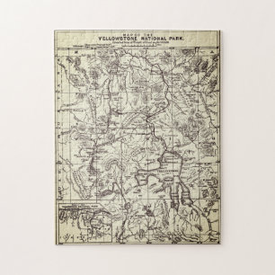 kaart van het nationale park van Yellowstone, ver Legpuzzel