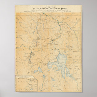  kaart van het nationale park Yellowstone Poster