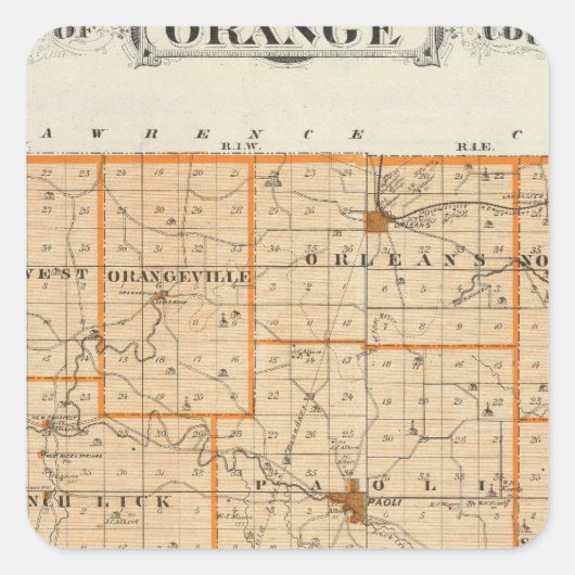 Kaart van het Oranje district Vierkante Sticker (Voorkant)