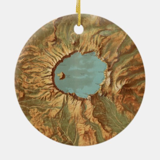 kaart van het oregonmeer keramisch ornament (Achterkant)