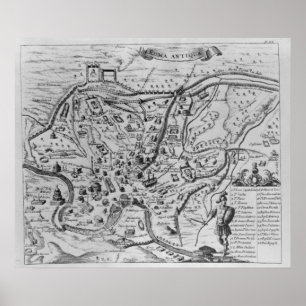 Kaart van het oude Rome Poster