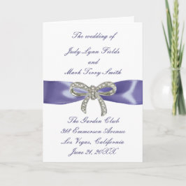 Kaart van het Paarse Blue Diamond Bow Wedding Prog