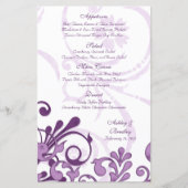 Kaart van het Paarse en Witte Floral Wedding Menu (Voorkant)