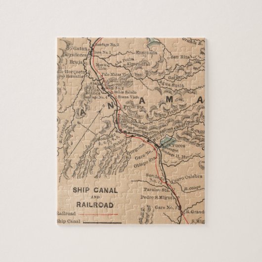 kaart van het Panamakanaal (1885) Legpuzzel (Verticaal)