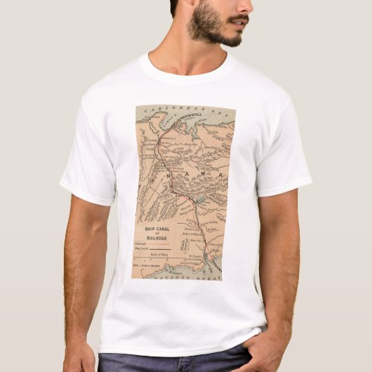 kaart van het Panamakanaal (1885) T-shirt (Voorkant)