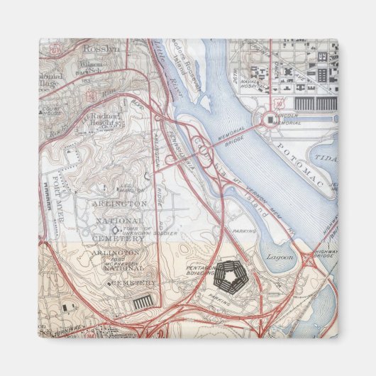 Kaart van het Pentagon Road System Magneet (Voorkant)