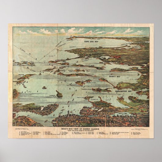 kaart van het Poster van Boston Harbour (Voorkant)