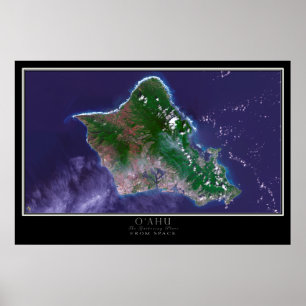 Kaart van het Poster van de Oahu Island Hawaii