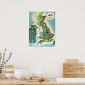 kaart van het Poster van Groot-Brittannië (Keuken)