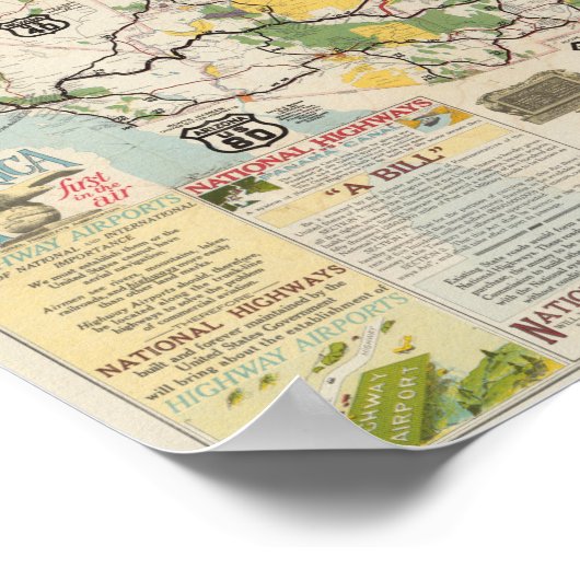 kaart van het Poster van het US Highway System (Hoek)
