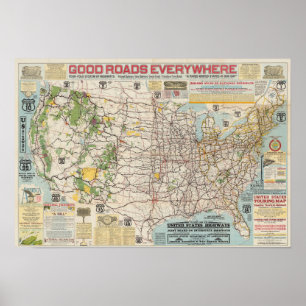 kaart van het Poster van het US Highway System