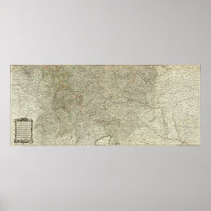 Kaart van het Rijk van Duitsland Zuid Poster