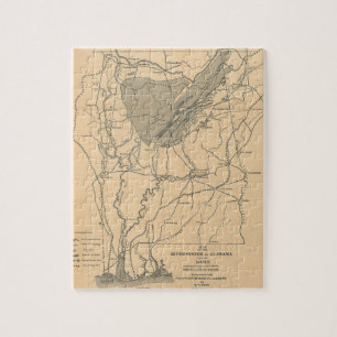kaart van het riviersysteem van Alabama (1887) Legpuzzel