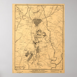  kaart van het slagveld Gettysburg (1863) 2 Poster