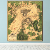  kaart van het slagveld Gettysburg (1863) Canvas Afdruk (Insitu (Houten vloer))