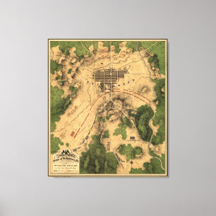 kaart van het slagveld Gettysburg (1863) Canvas Afdruk