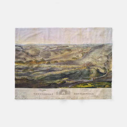 kaart van het slagveld Gettysburg (1863) Fleece Deken (Voorkant (Horizontaal))