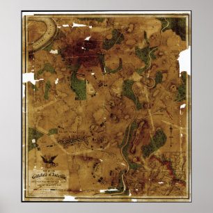 Kaart van het slagveld van Antietam, 17.1862 Poster