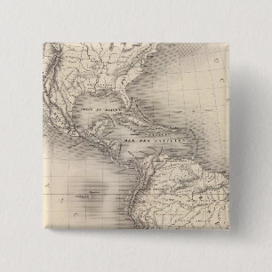 Kaart van het Spaanse rijk in Amerika Vierkante Button 5,1 Cm