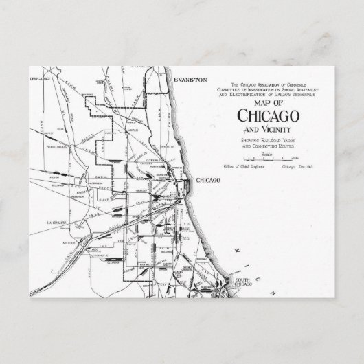 kaart van het spoorwegnet van Chicago (1913) (Voorkant)