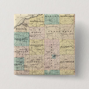 Kaart van het subsidiedistrict en het dorp Lancast Vierkante Button 5,1 Cm