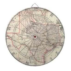 kaart van het Texas Railroad System (1885) Dartbord