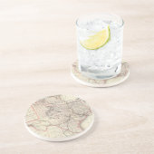  kaart van het Texas Railroad System (1885) Zandsteen Onderzetter (Zijkant)