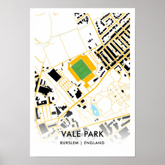 Kaart van het Vale Park Stadium - thuisbasis van P Poster