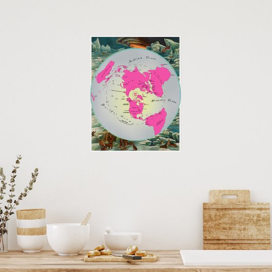 Kaart van het vierkant en het Briefpapier platte g Poster (Keuken)