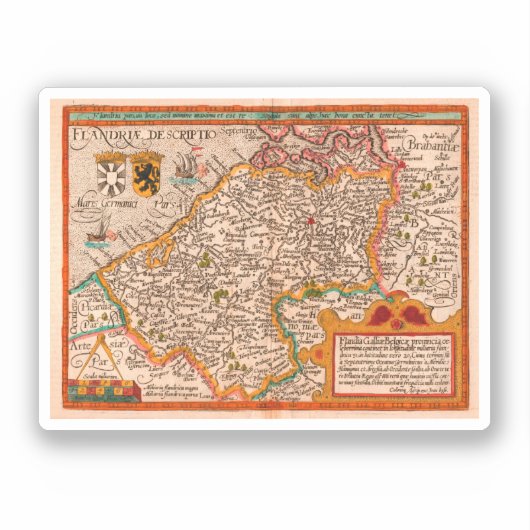 Kaart van het Vlaamse gewest (1609) Sticker (Voorkant)