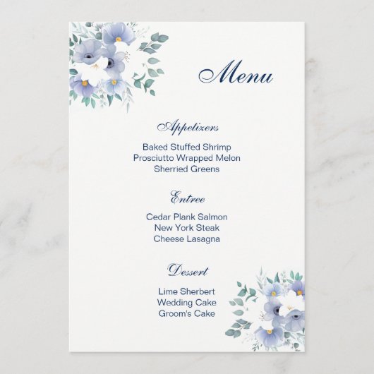Kaart van het Wedding Menu (Voorkant)