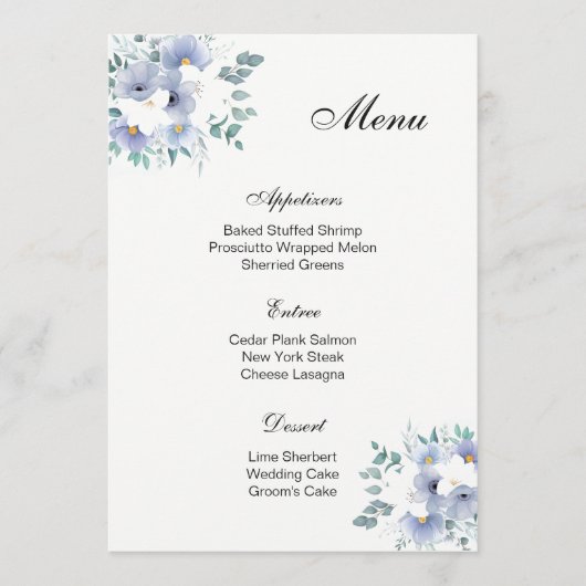 Kaart van het Wedding Menu (Voorkant)