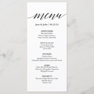 Kaart van het Wedding Menu
