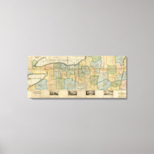 Kaart van het Westerne deel van de staat New York Canvas Afdruk