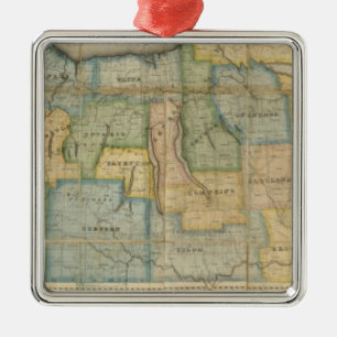 Kaart van het Westerne deel van de staat New York Metalen Ornament