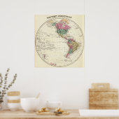 Kaart van het Westerne halfrond Poster (Keuken)