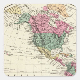 Kaart van het Westerne halfrond Vierkante Sticker