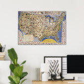 Kaart van het wild en het wild van de Verenigde St Poster (Thuiskantoor)