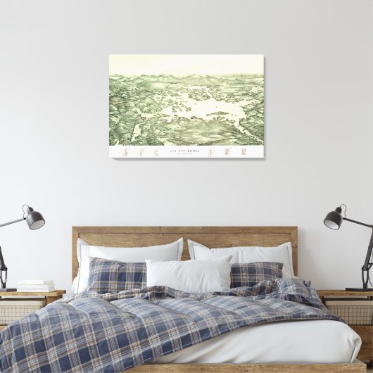 Kaart van het Winnipesaukee-meer van 1903 Canvas Afdruk (Insitu (Slaapkamer))