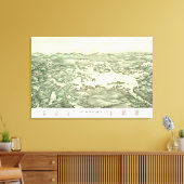 Kaart van het Winnipesaukee-meer van 1903 Canvas Afdruk (Insitu (Woonkamer))