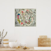 Kaart van het zuidelijk halfrond 2 poster (Keuken)