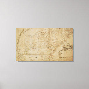 Kaart van het zuidoostelijke deel van Noord-Amerik Canvas Afdruk
