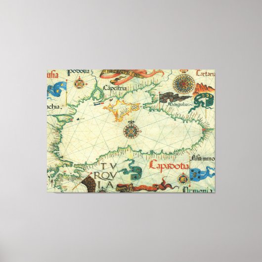  kaart van het zwarte Zee (1559) Canvas Afdruk (Voorkant)