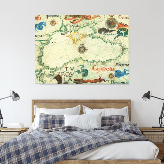  kaart van het zwarte Zee (1559) Canvas Afdruk (Insitu (Slaapkamer))